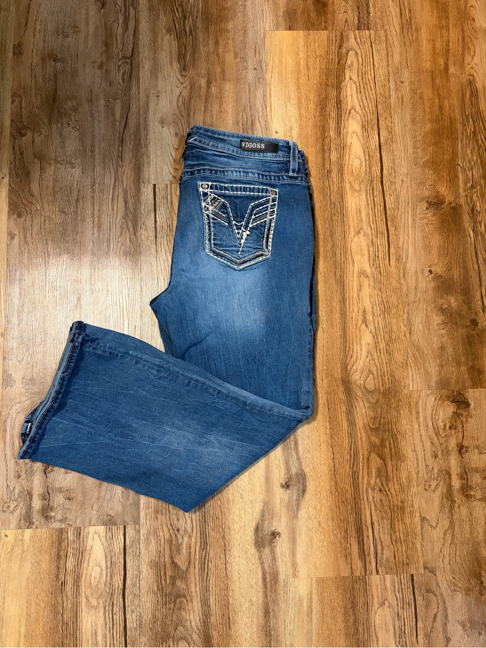 Vigoss Women's Dark Blue Bootcut Jeans with Embroidered Back Pocket